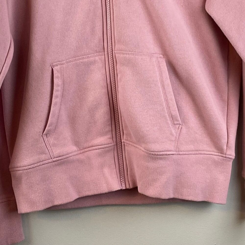 REEBOK Womens Fleece Hoodie Pink FULL Zip Size XS Drawstring Hood Pockets - Picture 4 of 5